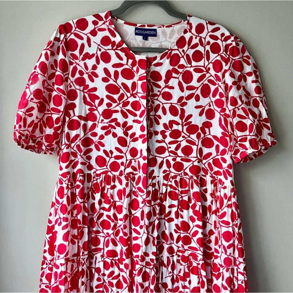 Ro's Garden Daphne Midi Dress Okari Red Floral Maxi Dress in Women's Large - Picture 5 of 5